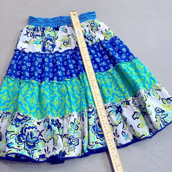 Girl’s Vintage PLACE 2007 Long Blue Green White Tiered Boho Circle Skirt Size 10 - Picture 8 of 9
